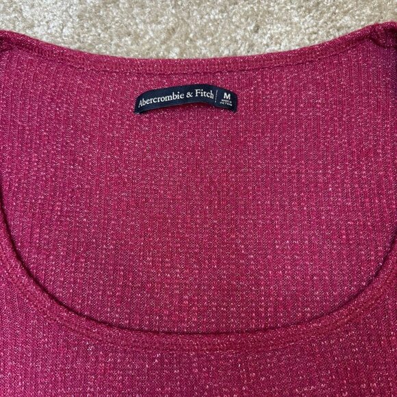 Abercrombie and Fitch Women's Medium Pink Sparkle Crop Top Long Sleeve - Picture 5 of 7